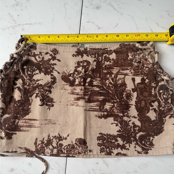 PRETTY LITTLE THING renaissance tapestry lace up corset denim mini skirt - Picture 4 of 8